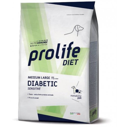 Alimento secco Prolife Diet Diabetic Sensitive 8 kg per cani adulti di taglia media e grande Alimento secco Prolife Diet Diabetic Sensitive 8 kg per cani adulti di taglia media e grande